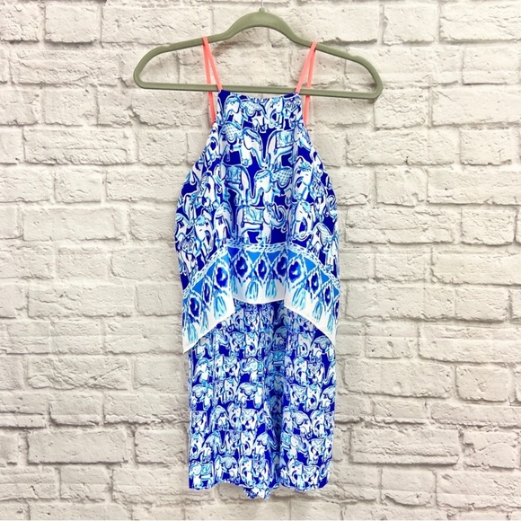 Lilly Pulitzer Womens Celyn Romper Size 2 Sleeveless Bomber Blue Get Trunky NWT - Picture 3 of 9
